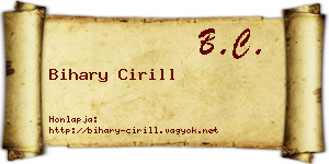 Bihary Cirill névjegykártya
